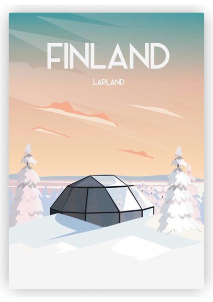 Finland Lapland Finlandiya Laponya Ahşap Poster 20X29 cm