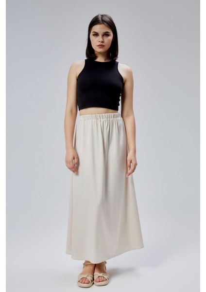 Taş Regular Büzgülü Beli Lastikli Saten Etek