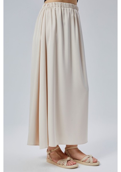 Taş Regular Büzgülü Beli Lastikli Saten Etek