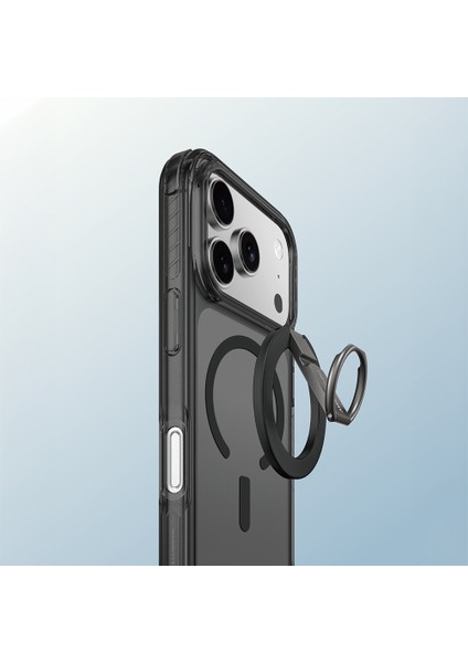iPhone 17 Pro Max Kılıf M-Safe Uyumlu Yüzük Standlı Amazingthing Titan Pro Serisi Kapak Siyah