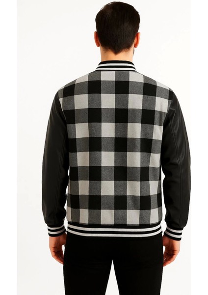 Kolları Suni Deri Içi Astarlı Oduncu Kolej Içi Ceket - Gri modelleri