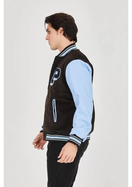 Erkek Içten Elyaf ve Astarlı Kolları Suni Deri Ceket - Mavi fırsatları