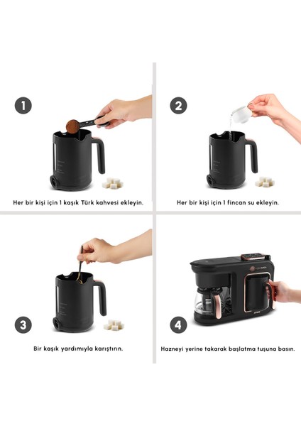 6'lı Çok Fonksiyonlu Kahve Makinesi, Latte, Cappuccino, Çay ve Sütlü Içerik