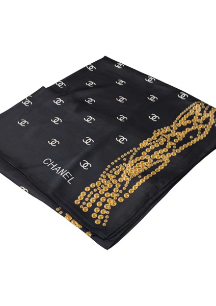 C Desen Incili Model Vual Ipek Şal Siyah fırsatları