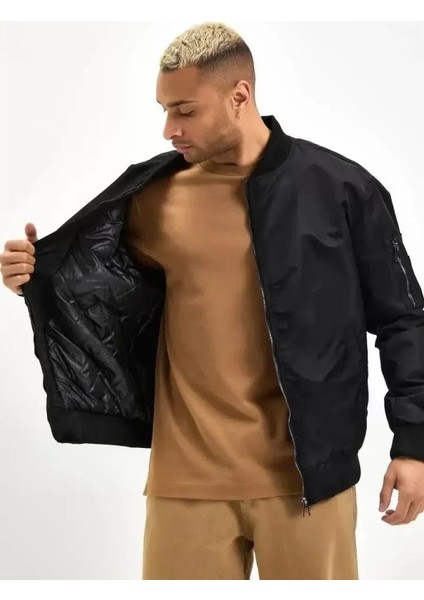 Erkek Düz Bomber Ceket - Siyah fırsatları