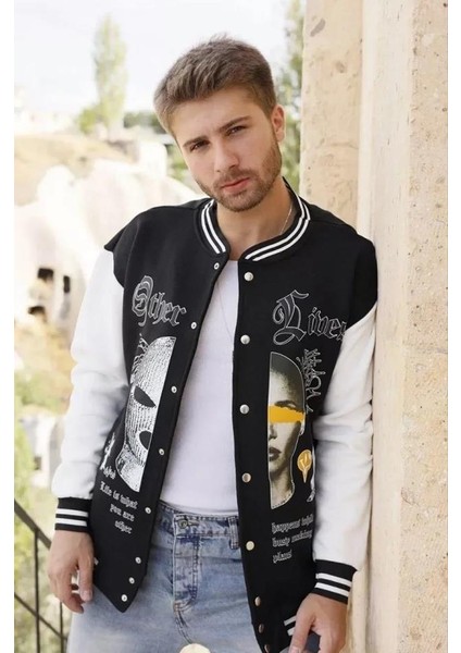 Erkek Oversize Kolej Ceket - Siyah fırsatları