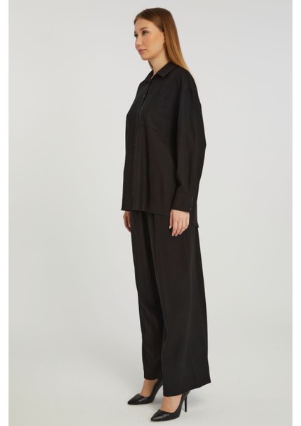 Kadın Siyah Casual Oversize/geniş Kalıp Gömlek