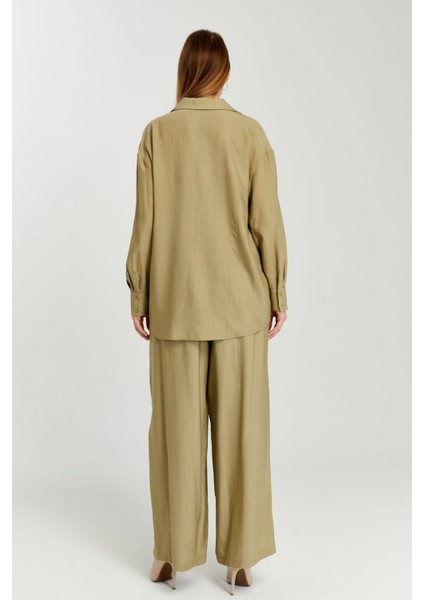 Kadın Haki Casual Oversize/geniş Kalıp Gömlek