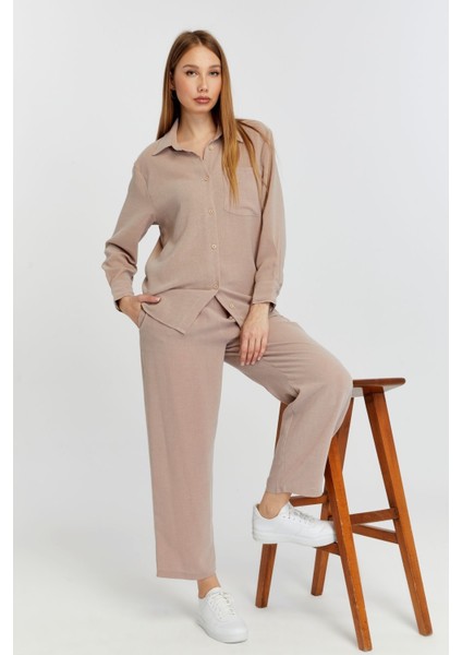 Kadın Vizon Casual Salaş Kalıp Gömlek