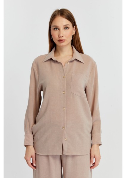 Kadın Vizon Casual Salaş Kalıp Gömlek
