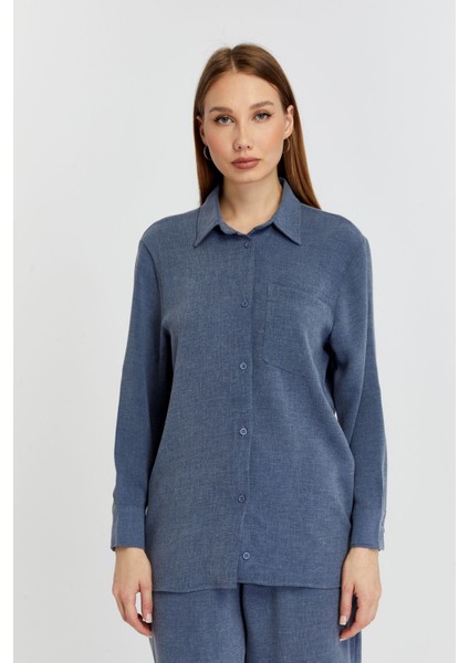 Kadın Indigo Casual Salaş Kalıp Gömlek