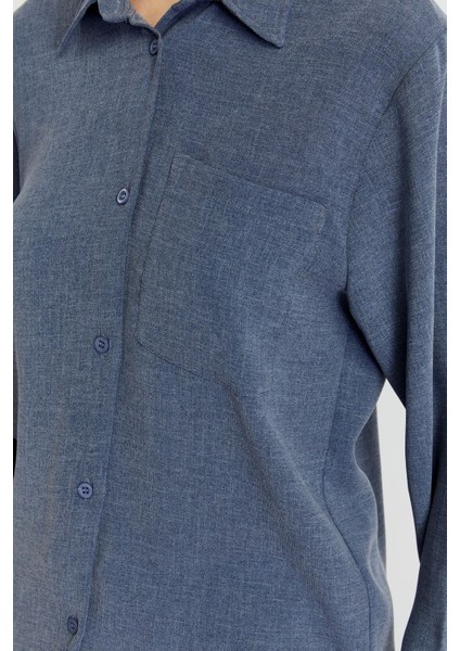 Kadın Indigo Casual Salaş Kalıp Gömlek