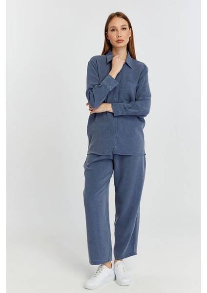 Kadın Indigo Casual Salaş Kalıp Gömlek