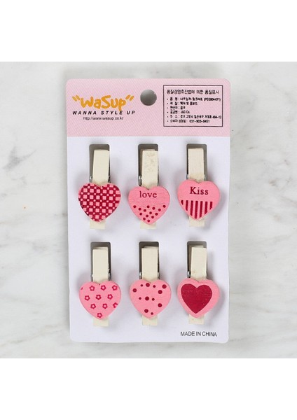 Loren Dekoratif Pembe Kalp Desenli Mandal 6'lı