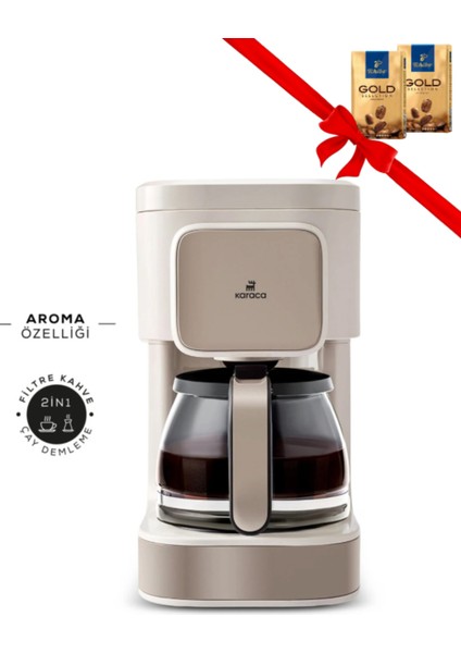 Cam Demlik ve Filtre Kahve Makinesi + 500GR Kahve Hediye, Şık ve Kullanışlı Set