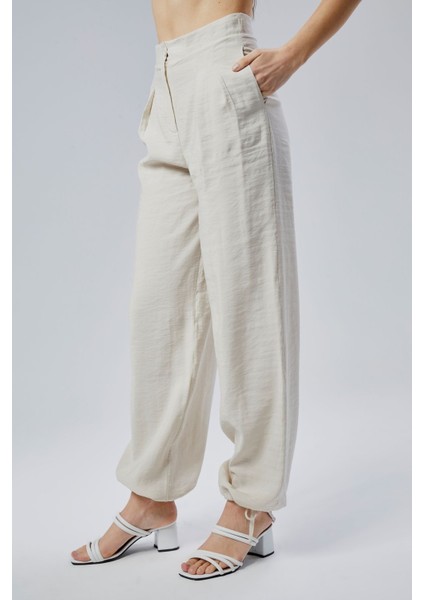 Taş Rengi Salaş Kesim Modal Dokuma Pantolon