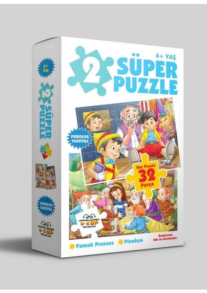 2 Süper Puzzle - Pamuk Prenses - Pinokyo 4+ Yaş