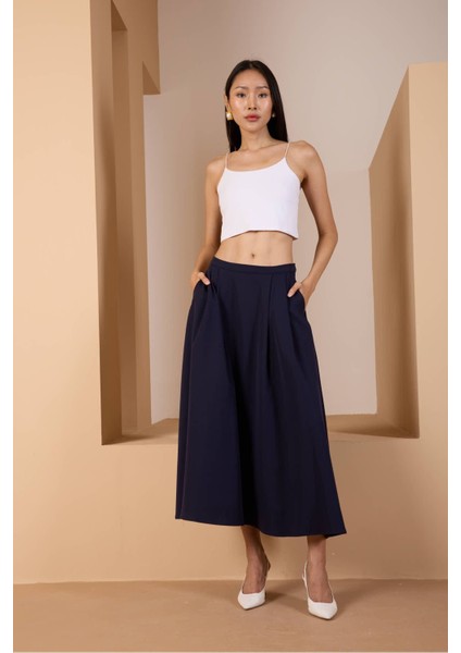Lacivert Salaş Kesim Dokuma Etek