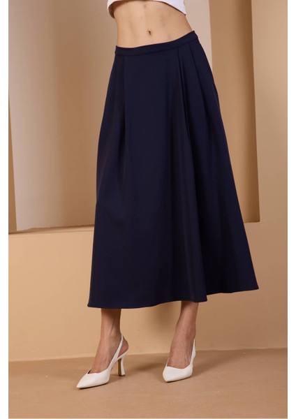 Lacivert Salaş Kesim Dokuma Etek
