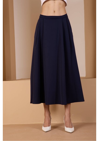 Lacivert Salaş Kesim Dokuma Etek