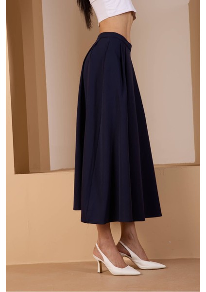 Lacivert Salaş Kesim Dokuma Etek