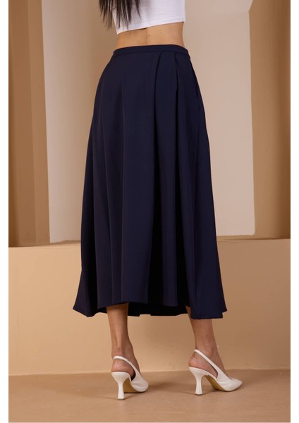 Lacivert Salaş Kesim Dokuma Etek