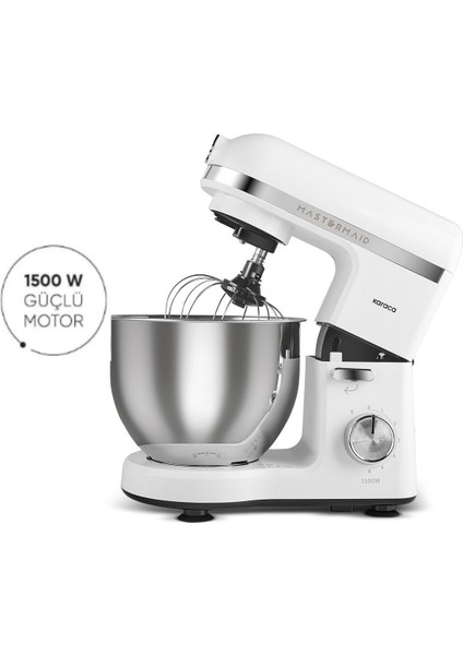 Beyaz Mastermaid Chef Stand Mikser, 1500W, Yüksek Performanslı Mutfak Cihazı