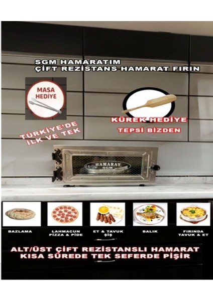 Pratik Mini Fırın 2000W Çift Rezistans, Lahmacun, Pide, Pizza, Tavuk, Et, Bazlama