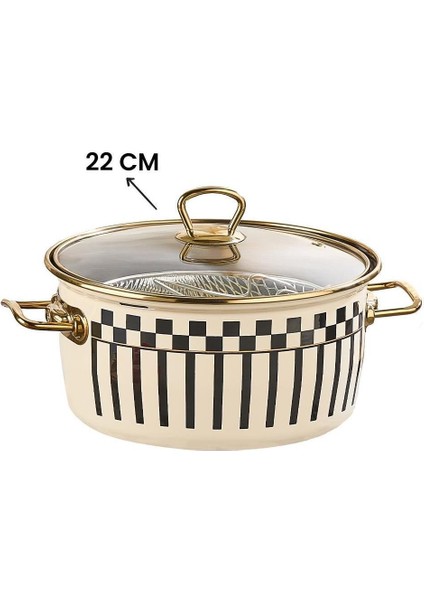 Prime Cream Emaye Kızartma Tenceresi – 22 cm ve Emaye Sütlük Sosluk 14 cm modelleri
