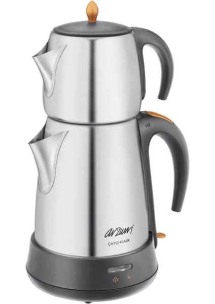 Paslanmaz Çelik Çay Makinesi 1,8 Lt, Gri, Pratik ve Şık Tasarım