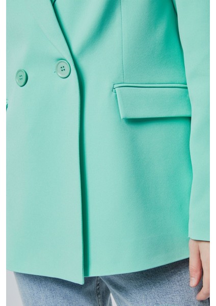 Kadın Salaş Kesim Astarlı Dokuma Blazer Ceket