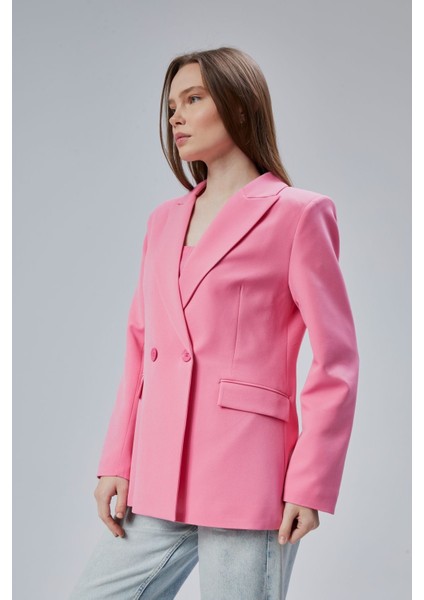 Kadın Salaş Kesim Astarlı Dokuma Blazer Ceket