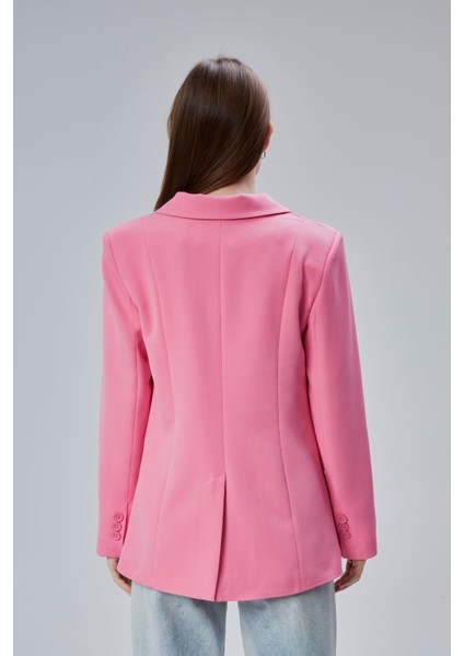 Kadın Salaş Kesim Astarlı Dokuma Blazer Ceket