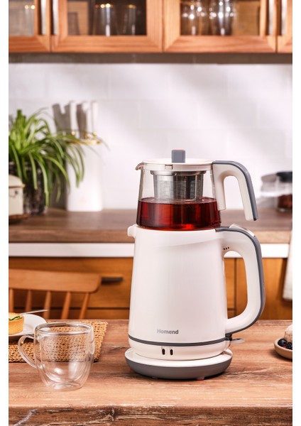 Krem Renkli 1745H Çay Makinesi, Hızlı ve Kolay Çay Demleme Keyfi
