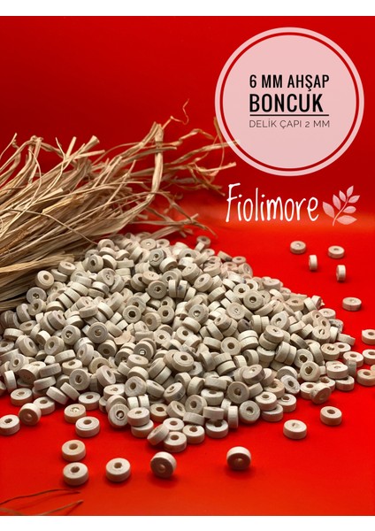 6 mm Tıpa Ahşap Boncuk (25 Gram 220 Adet) Delik Çapı 2 mm Makrome Takı Bileklik Tahta Boncuk