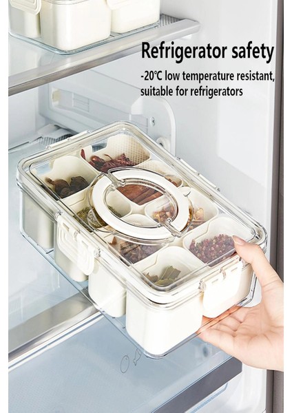 8 Bölmeli Kilit Kapaklı Taşınabilir Saklama Kabı Kahvaltılık Organizer Piknik Seti Gıda Kutusu