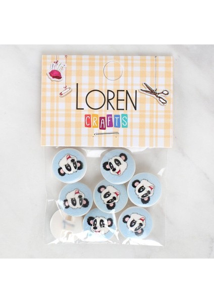 Loren Crafts 8'li Panda Düğme - 1059