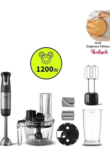 1200W Çok Fonksiyonlu Mutfak Seti: Blender, Doğrayıcı, Çırpıcı ve Karıştırıcı Siyah