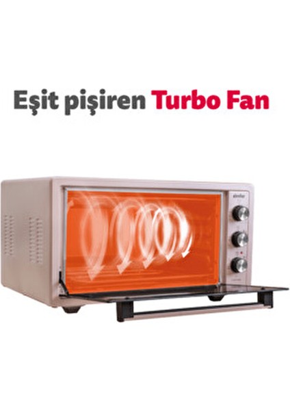 Midi Fırın Turbo Pişirme Özelliği ile 45 Lt Geniş Hacim Paslanmaz Emaye Malzeme