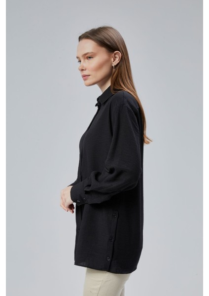 Kadın Salaş Kalıp Keten Gömlek