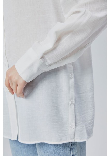 Kadın Salaş Kalıp Keten Gömlek