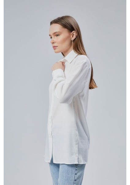 Kadın Salaş Kalıp Keten Gömlek