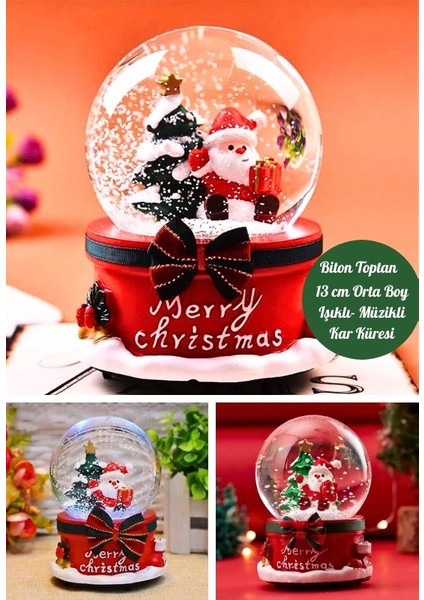 Yılbaşı 2025 Noel Baba ve Çam Ağacı 13 cm Orta Boy Işıklı Müzikli Kar Küresi 20B fiyatları