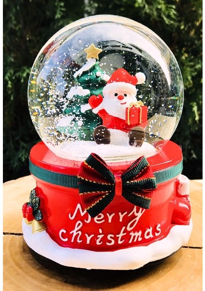 Yılbaşı 2025 Noel Baba ve Çam Ağacı 13 cm Orta Boy Işıklı Müzikli Kar Küresi 20B modelleri