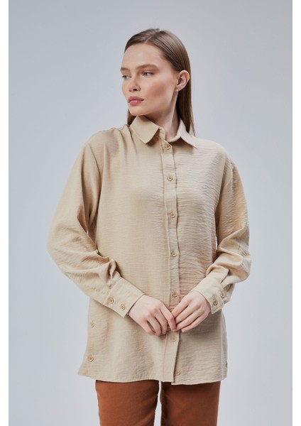Kadın Salaş Kalıp Keten Gömlek