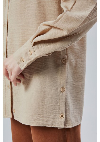 Kadın Salaş Kalıp Keten Gömlek