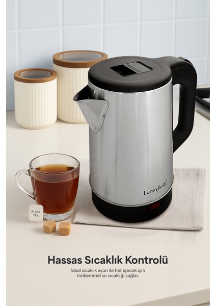 Şık Gri Paslanmaz Çelik Su Isıtıcı, 2,5l, 1500W, Dayanıklı ve Hızlı Isıtma fiyatları