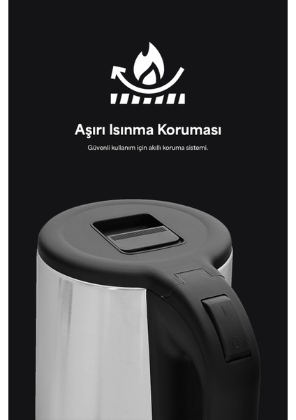 Şık Gri Paslanmaz Çelik Su Isıtıcı, 2,5l, 1500W, Dayanıklı ve Hızlı Isıtma indirimleri