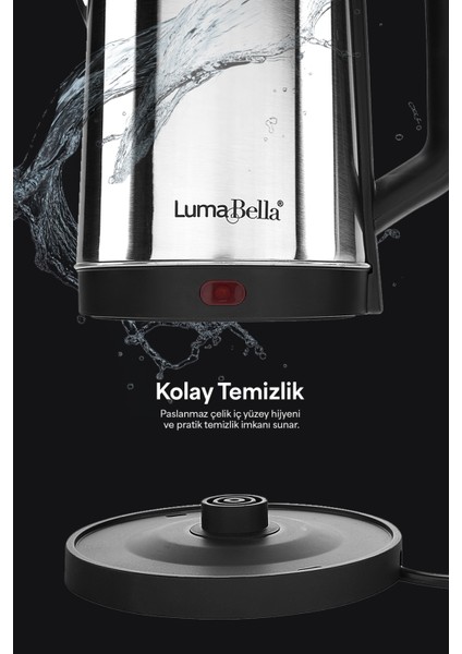 Şık Gri Paslanmaz Çelik Su Isıtıcı, 2,5l, 1500W, Dayanıklı ve Hızlı Isıtma