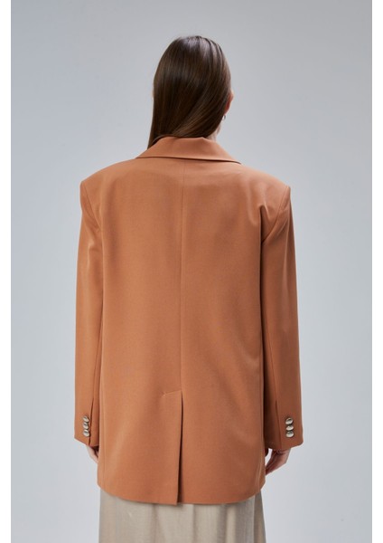 Kadın Oversize Astarlı Dokuma Blazer Ceket